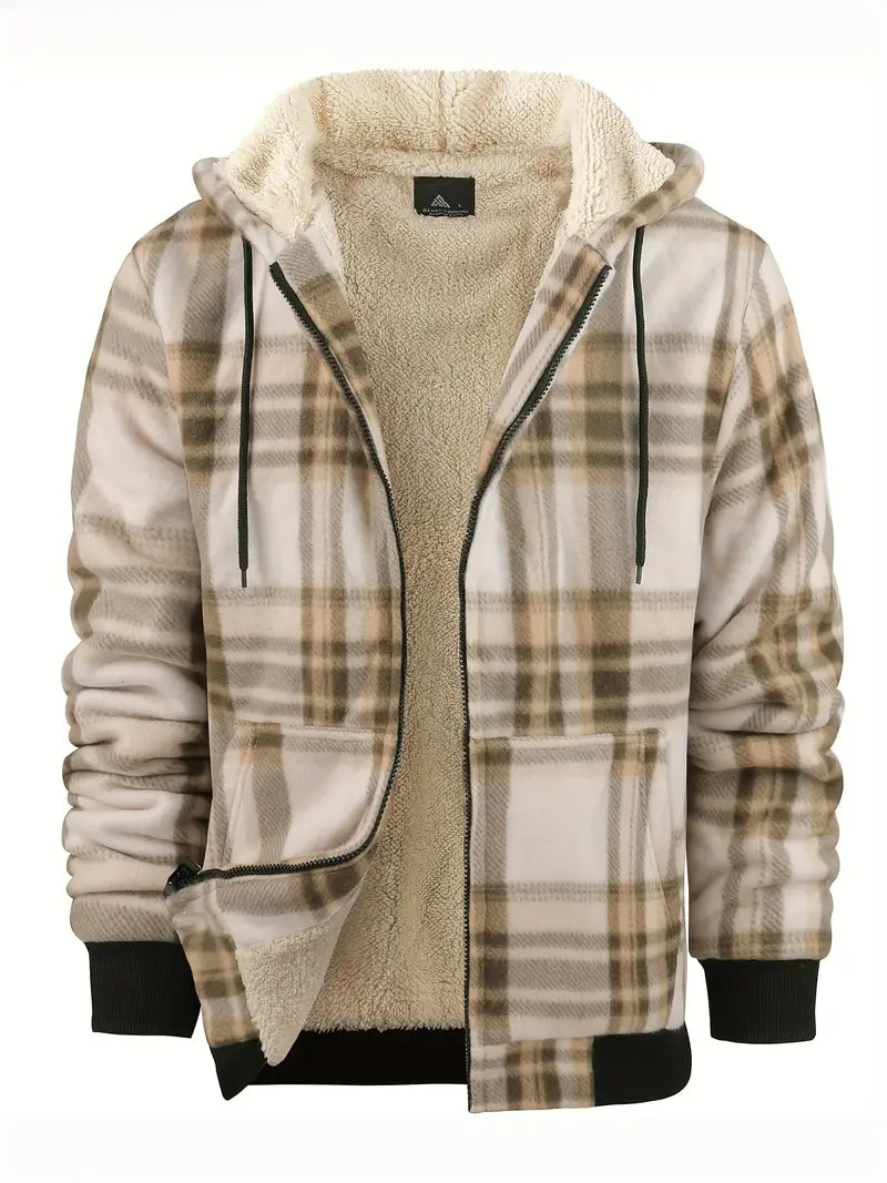 Men's winter jacket with a plaid design, ideal for a stylish and comfortable look.