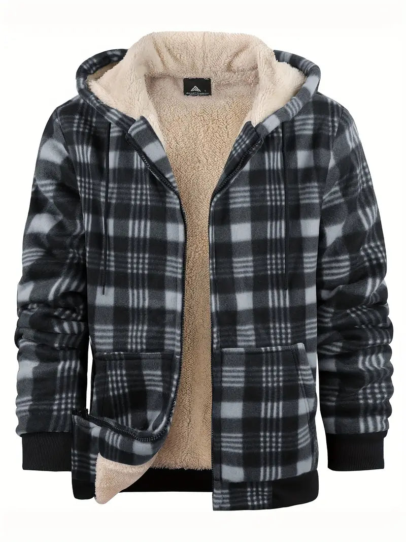 Men's winter jacket with a plaid design, ideal for a stylish and comfortable look.