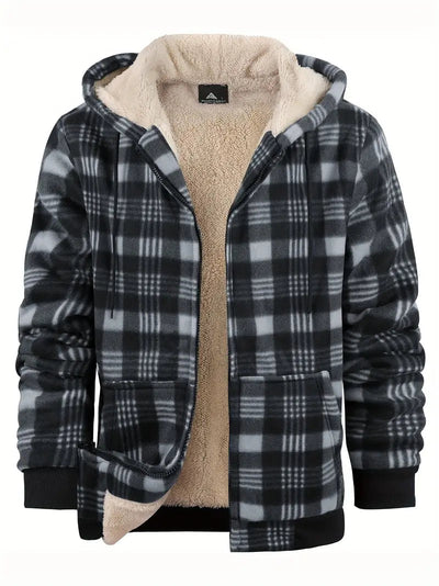 Men's winter jacket with a plaid design, ideal for a stylish and comfortable look.