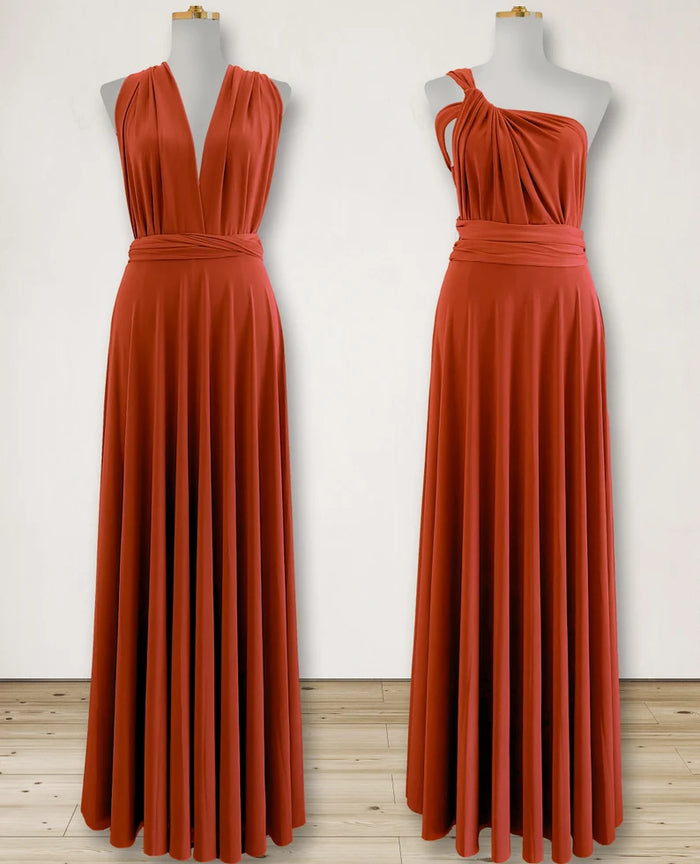 Elegant long evening dress with a versatile and adaptable design