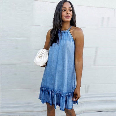 Bohemian style sleeveless mini dress for casual summer looks