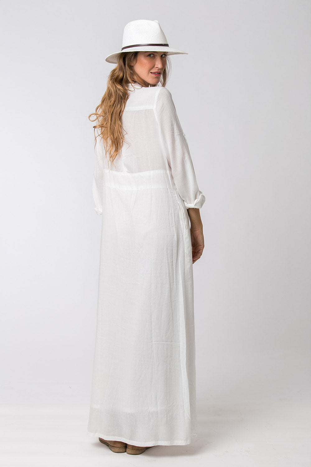 Long summer dress with long sleeves and light style