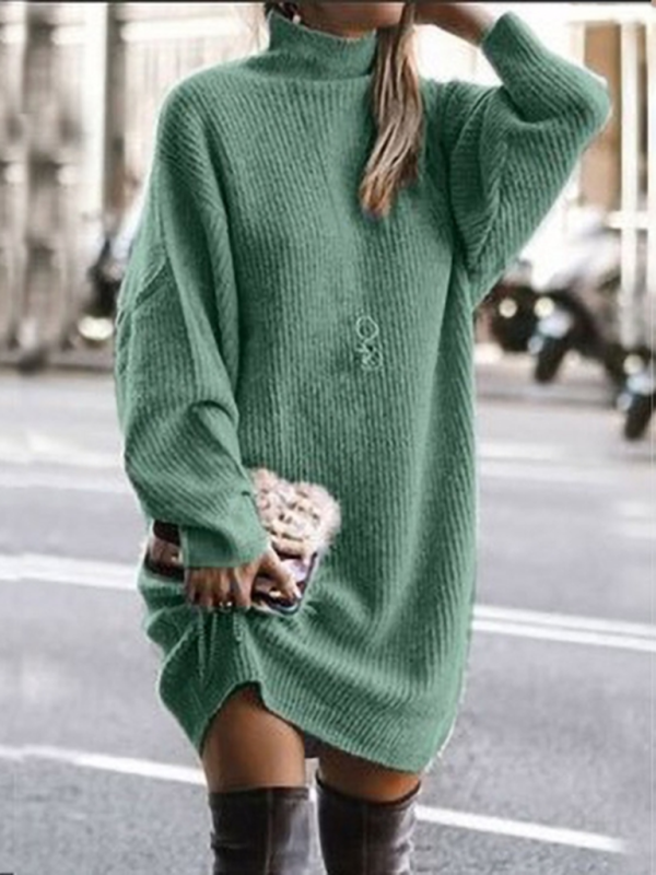 Women's Casual Long Sleeve Sweater Dress - Relaxed Style, New Season