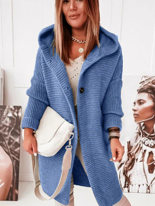 Women's mid-length long-sleeved hooded cardigan: comfort and style