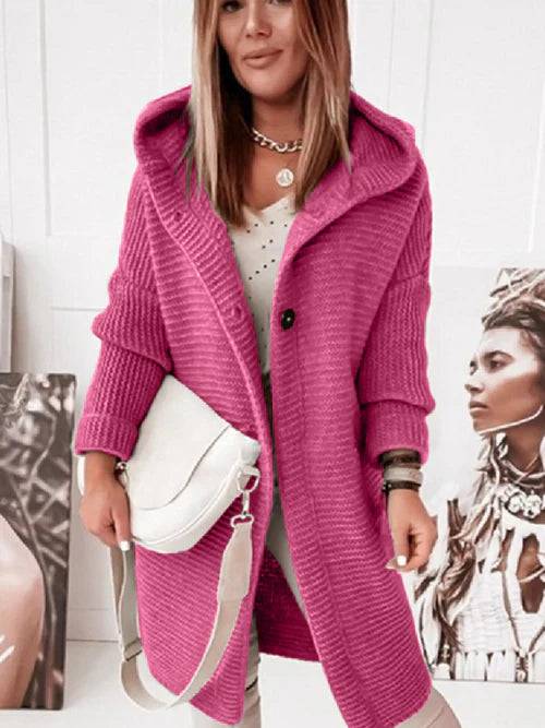 Women's mid-length long-sleeved hooded cardigan: comfort and style