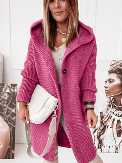 Women's mid-length long-sleeved hooded cardigan: comfort and style