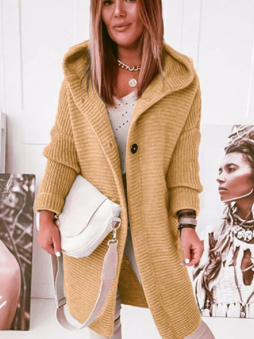 Women's mid-length long-sleeved hooded cardigan: comfort and style