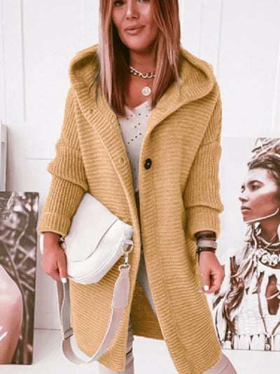 Women's mid-length long-sleeved hooded cardigan: comfort and style