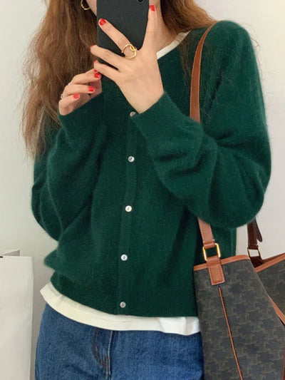 Round neck cardigan with layered effect