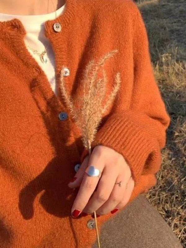Round neck cardigan with layered effect