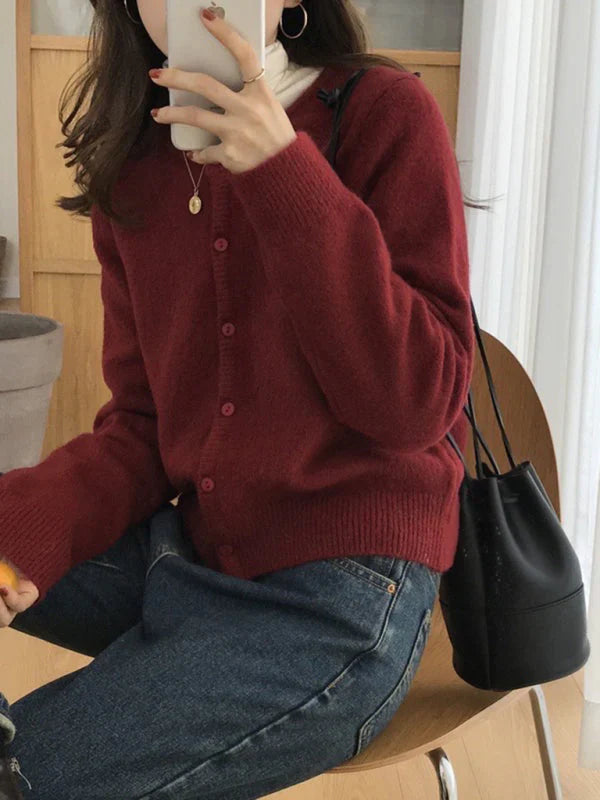 Round neck cardigan with layered effect