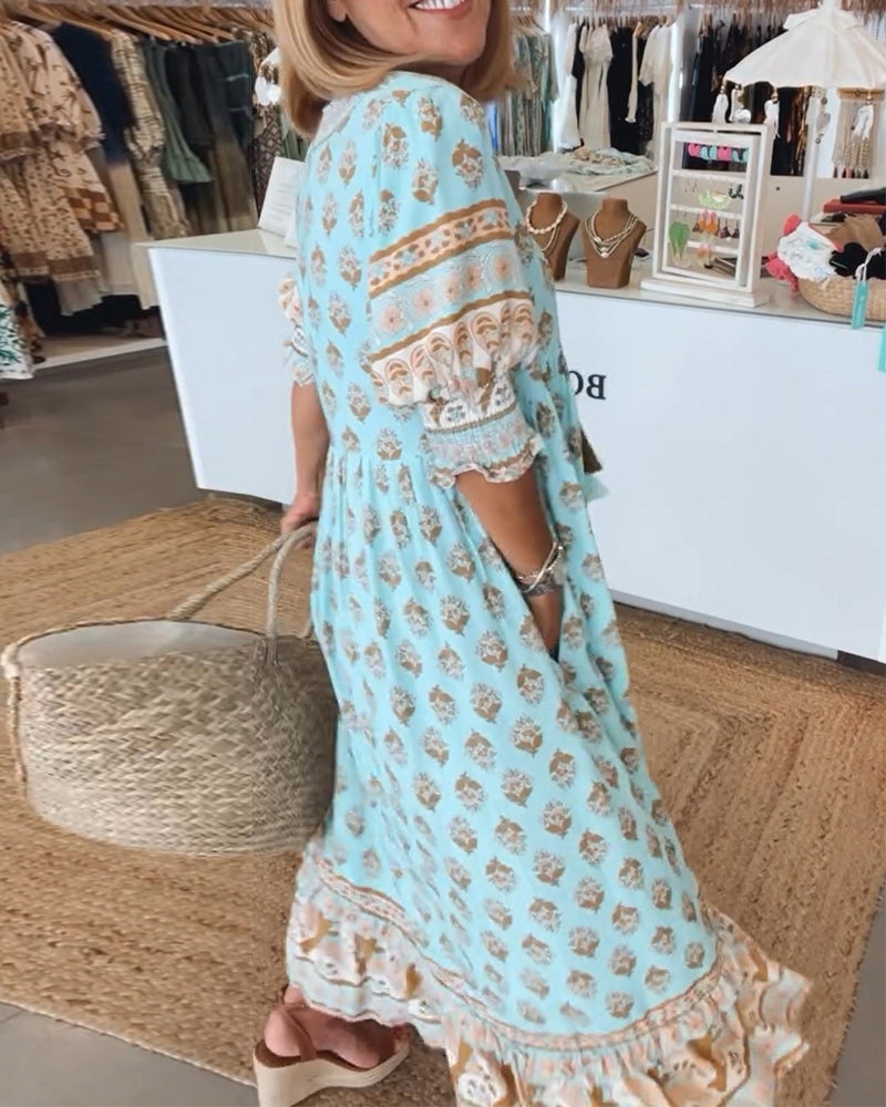 Bohemian style summer dress with a flowing design