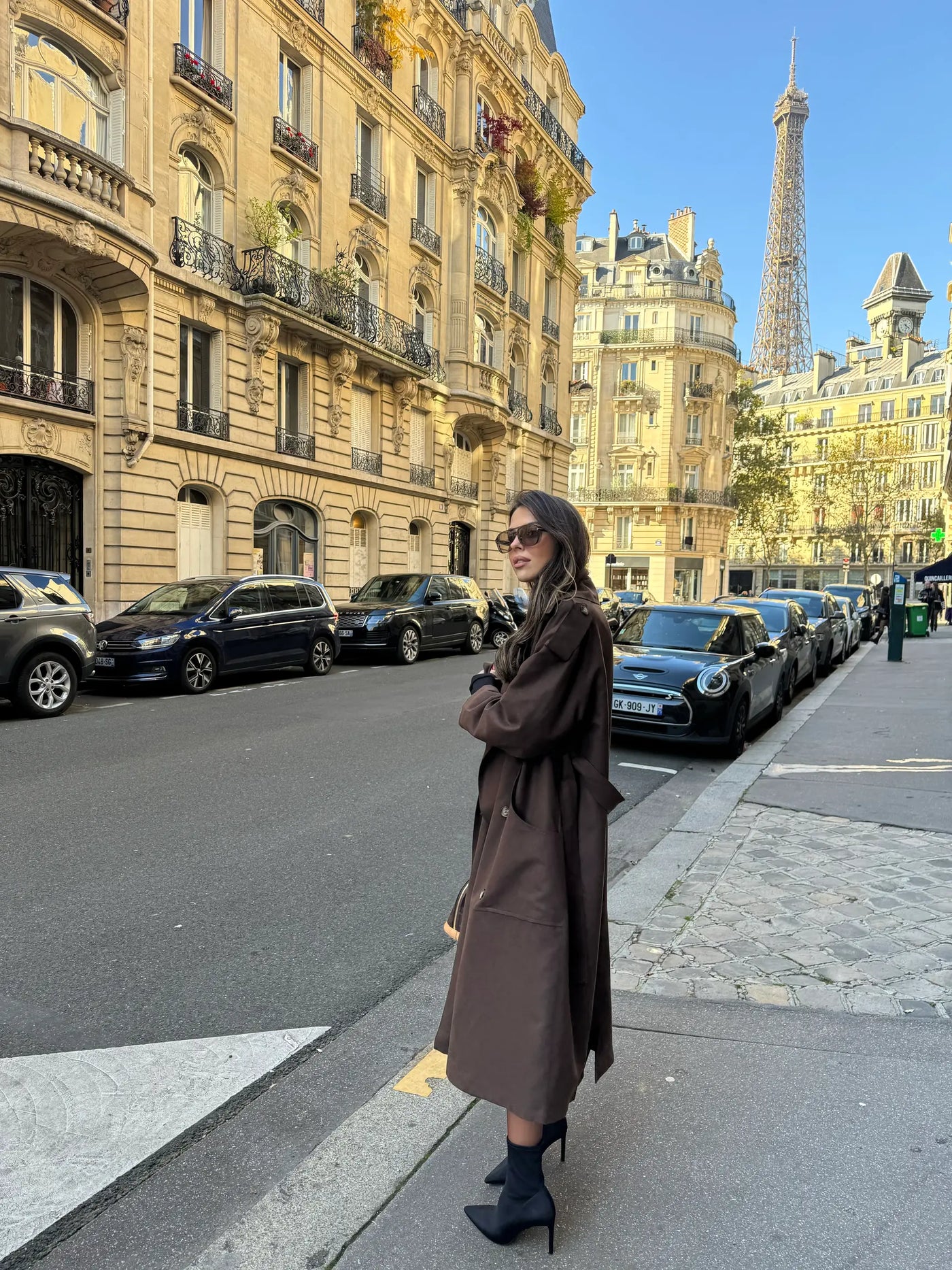 Women's Bitter Brown Trench Coat with Adjustable Belt