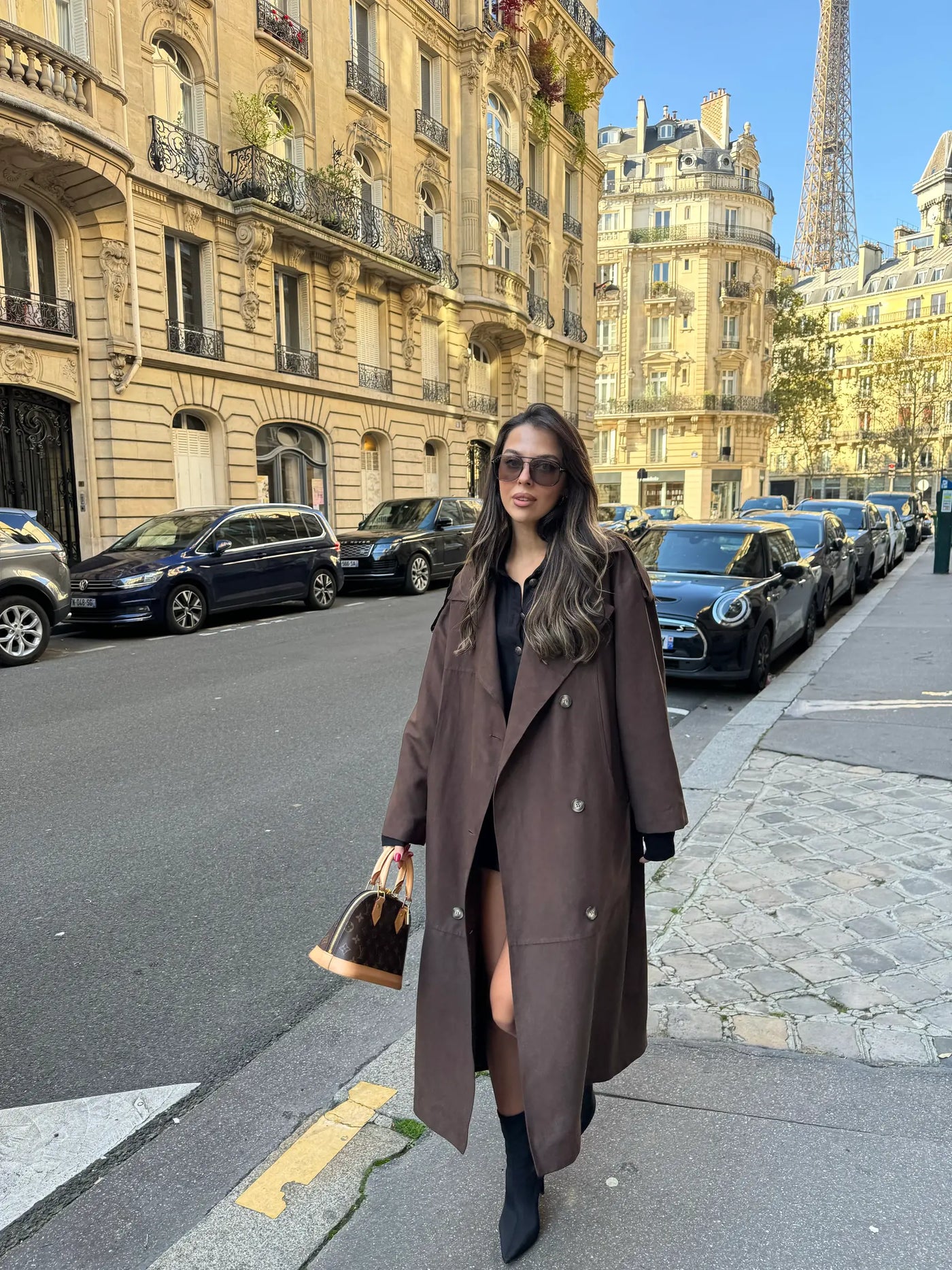 Women's Bitter Brown Trench Coat with Adjustable Belt