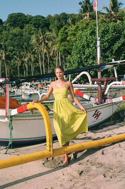 Lightweight summer midi dress with thin straps