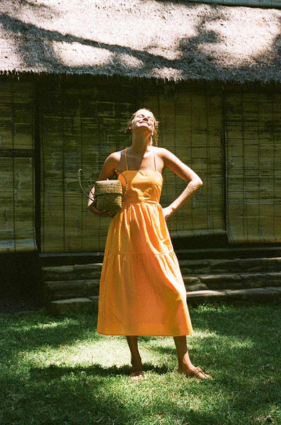 Lightweight summer midi dress with thin straps