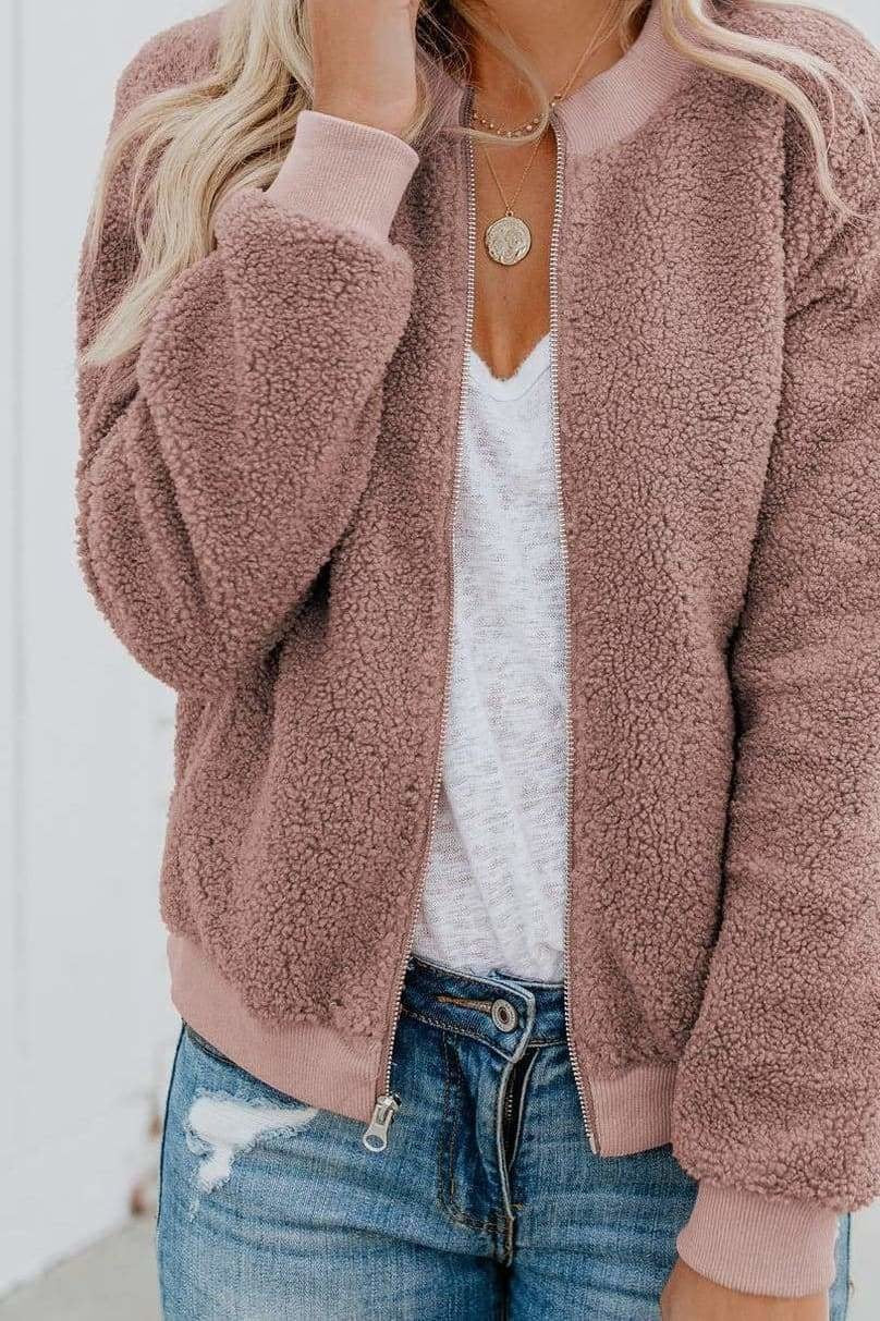Warm Teddy-style bomber jacket: comfort and style in one