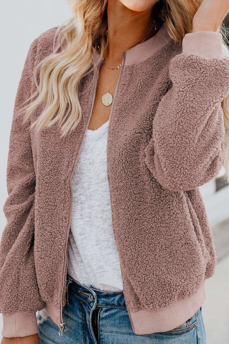Warm Teddy-style bomber jacket: comfort and style in one