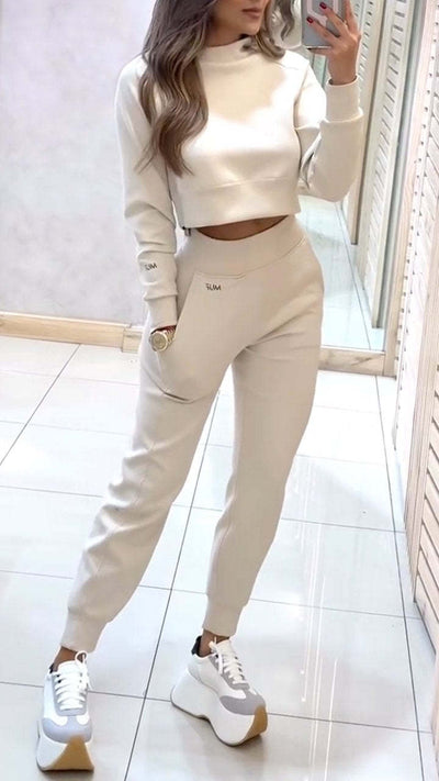 Women's Casual Long Sleeve Turtleneck Sweater Set - Autumn and Winter