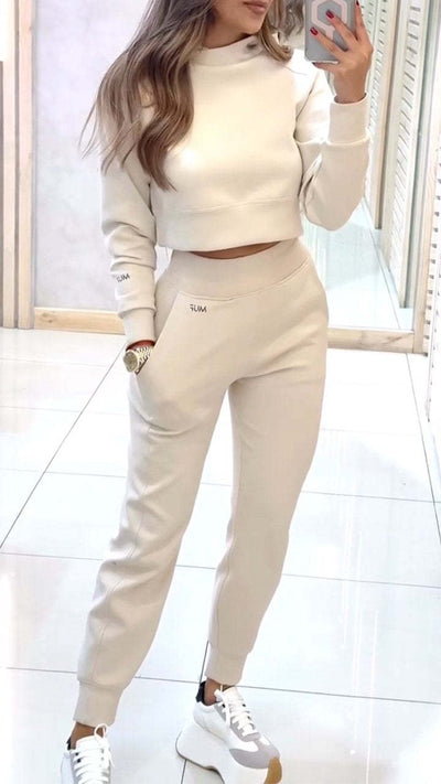 Women's Casual Long Sleeve Turtleneck Sweater Set - Autumn and Winter