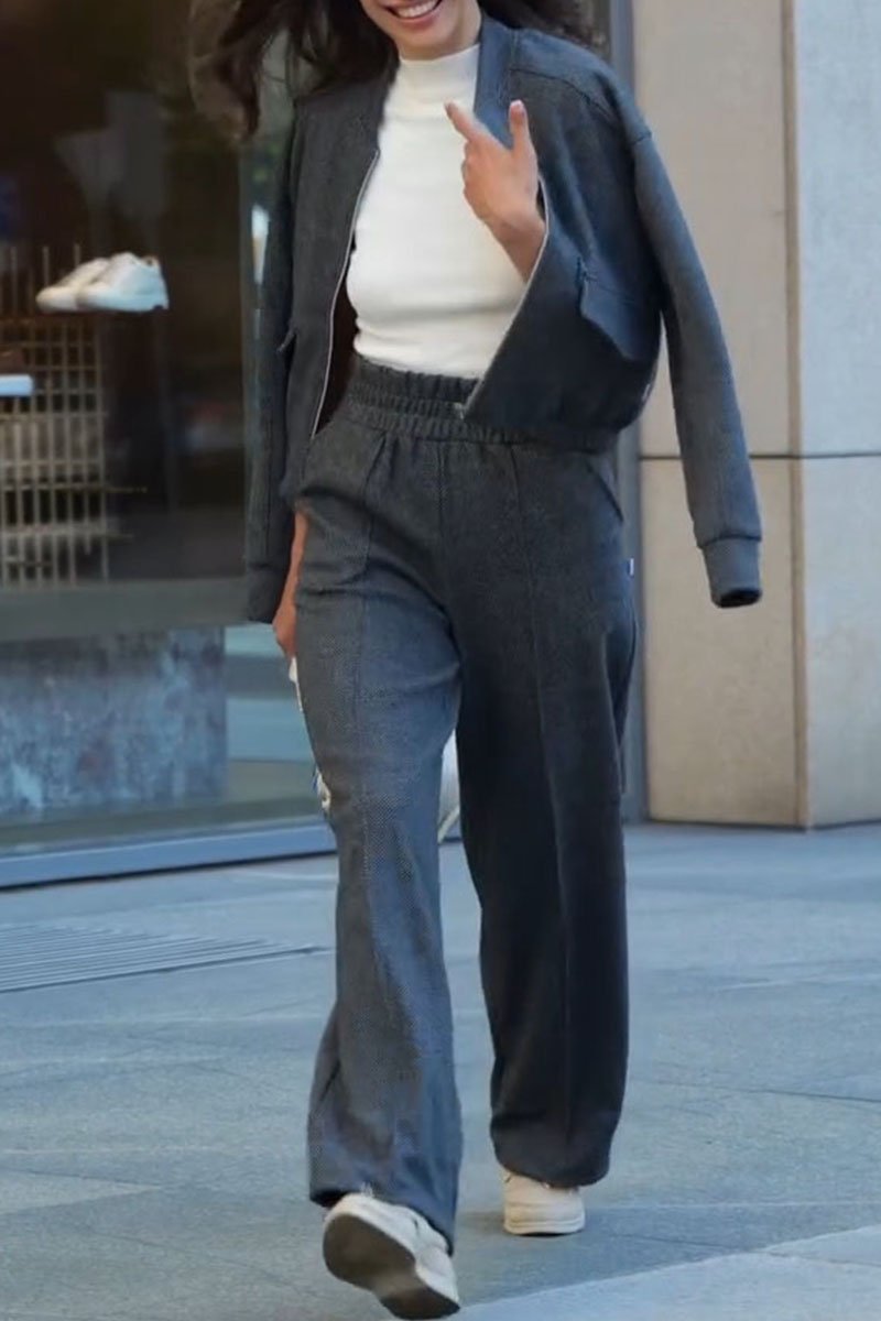 Women's Long Sleeve Zip-Up Jacket and Pants Set – Unique Two-Piece Style