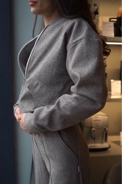 Women's Long Sleeve Zip-Up Jacket and Pants Set – Unique Two-Piece Style