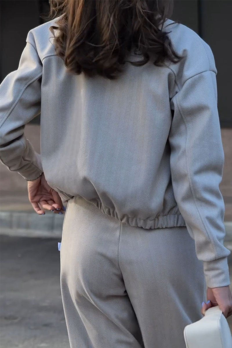 Women's Long Sleeve Zip-Up Jacket and Pants Set – Unique Two-Piece Style
