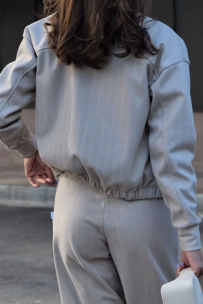 Women's Long Sleeve Zip-Up Jacket and Pants Set – Unique Two-Piece Style