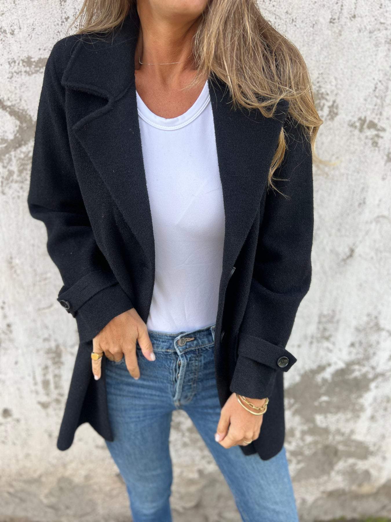 Elegant Women's Long Sleeve Lapel Coat - Winter Outerwear