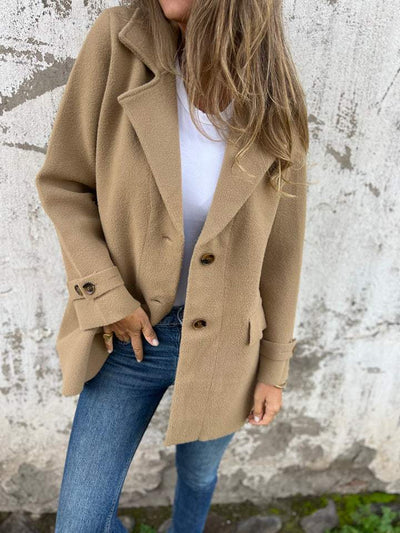 Elegant Women's Long Sleeve Lapel Coat - Winter Outerwear