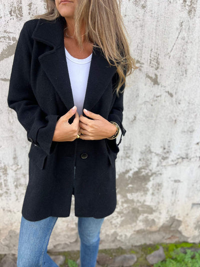 Elegant Women's Long Sleeve Lapel Coat - Winter Outerwear
