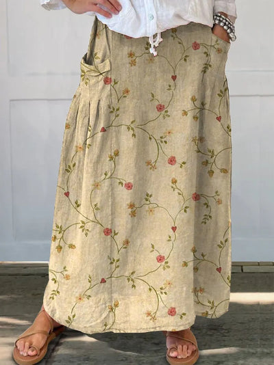 Lea - Women's Retro Floral Art Pocket Skirt