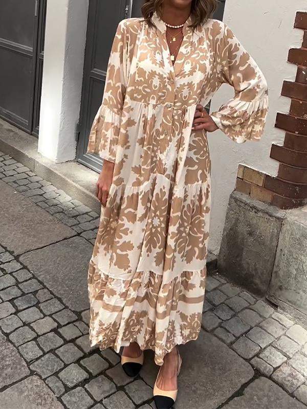 Laila - Floral Print Long Sleeve Maxi Dress