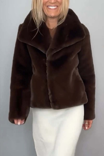 Women's Solid Color Lapel Short Winter Coat