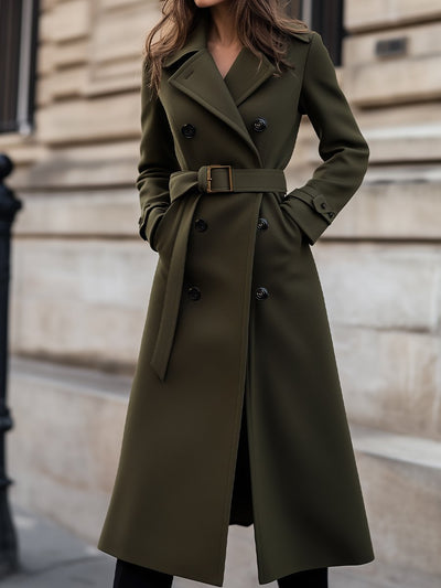 Long fitted coat with belt for an elegant winter style