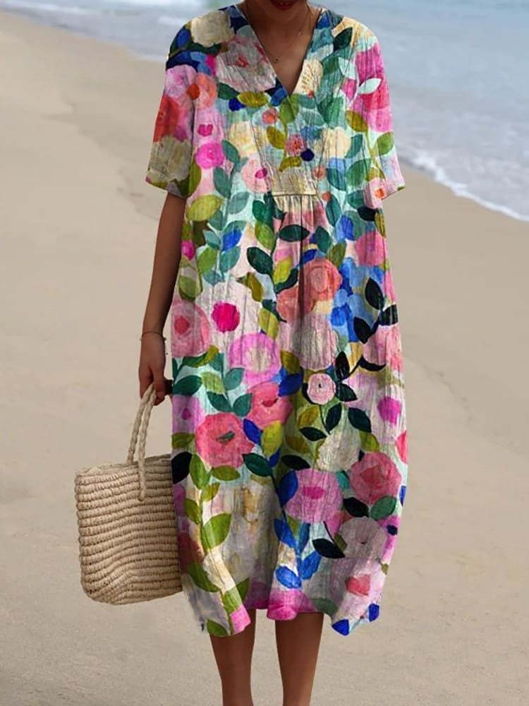 Amanda - Colorful Floral Print Dress