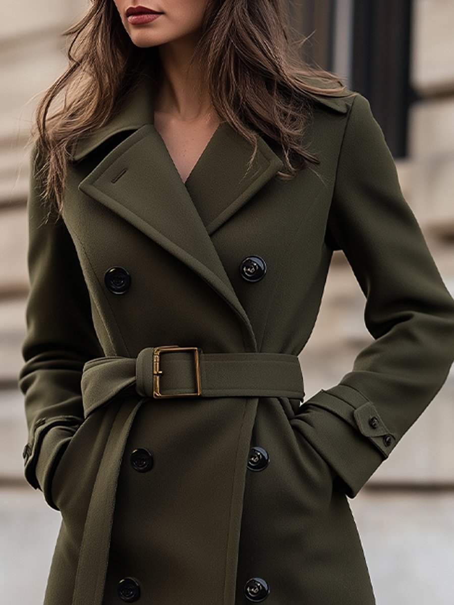 Long fitted coat with belt for an elegant winter style