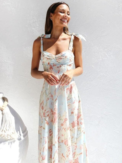 Printed midi dress with thin straps