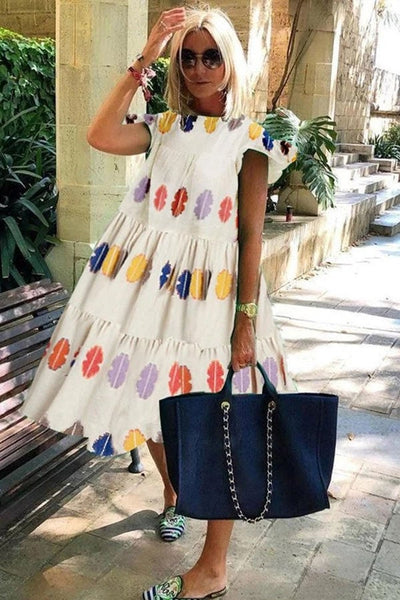 Mireia - Beautiful flared dress with a sweet print