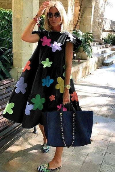 Mireia - Beautiful flared dress with a sweet print