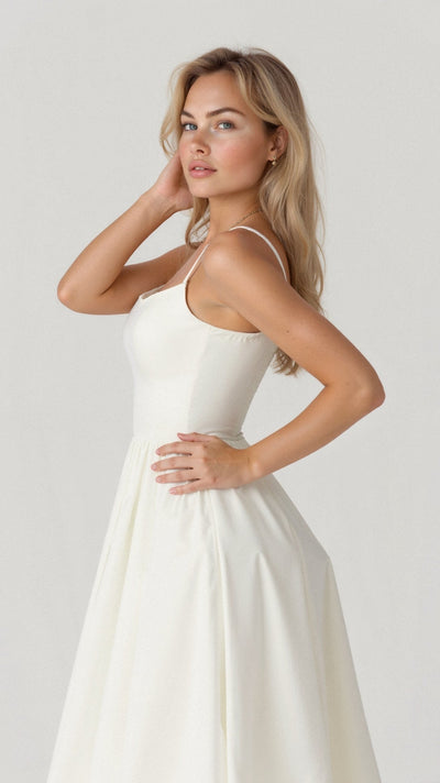 Sophisticated midi dress with thin straps for a refined style