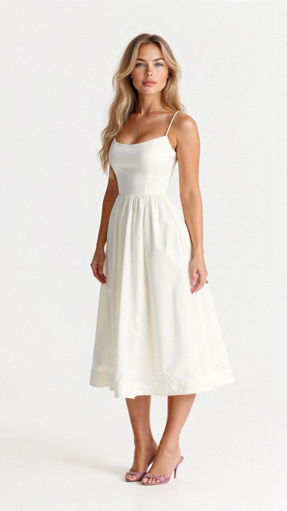 Sophisticated midi dress with thin straps for a refined style