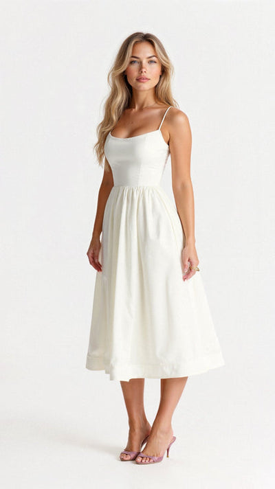 Sophisticated midi dress with thin straps for a refined style