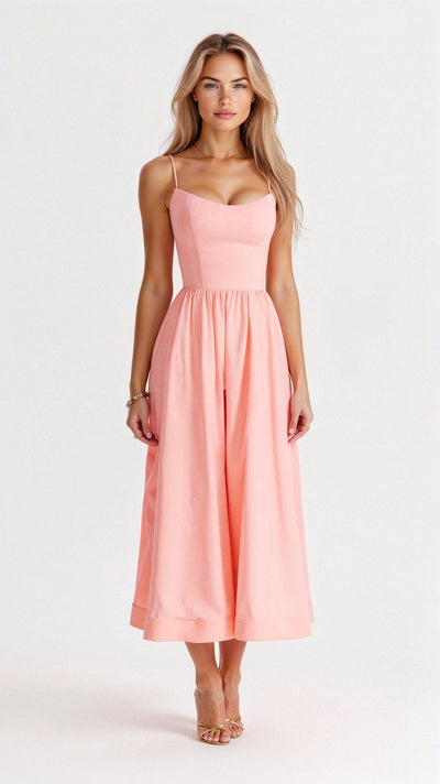 Sophisticated midi dress with thin straps for a refined style