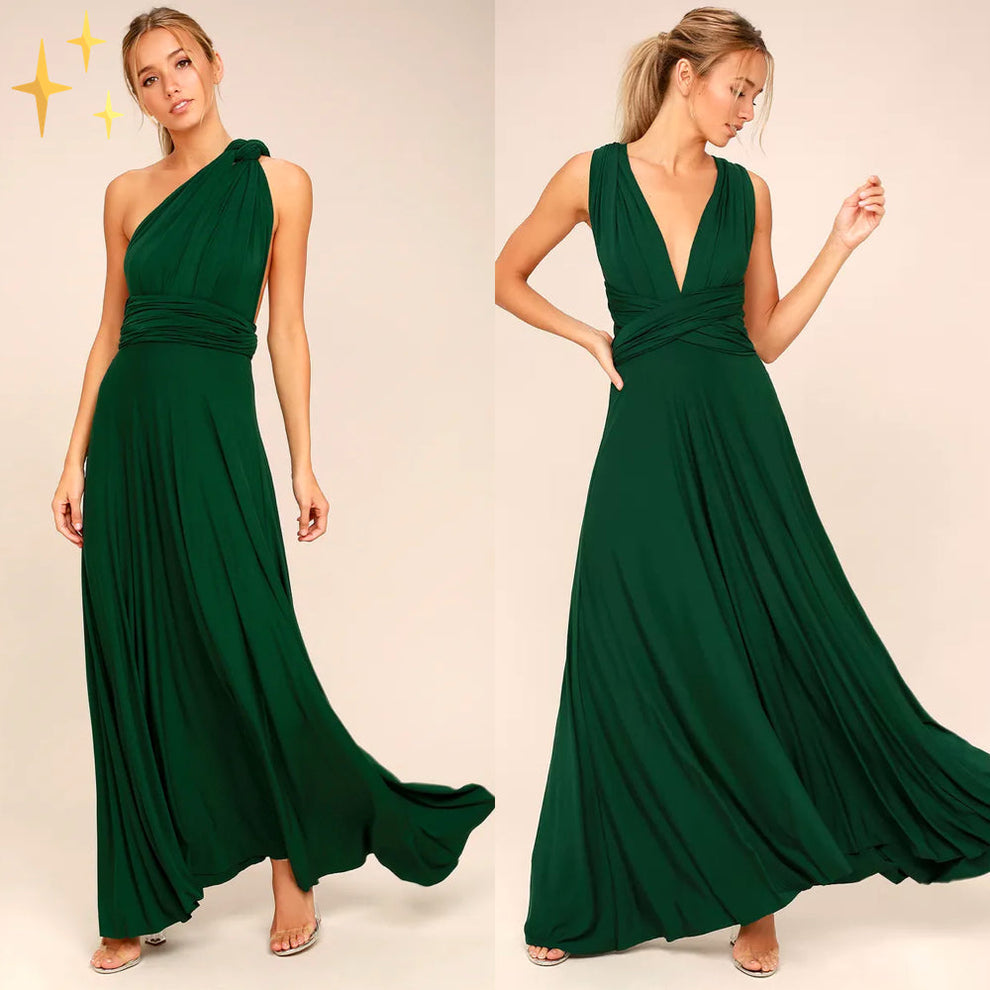 Versatile long dress with multiple ways to wear it elegantly
