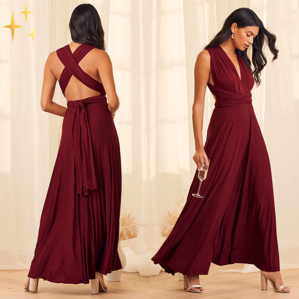 Versatile long dress with multiple ways to wear it elegantly