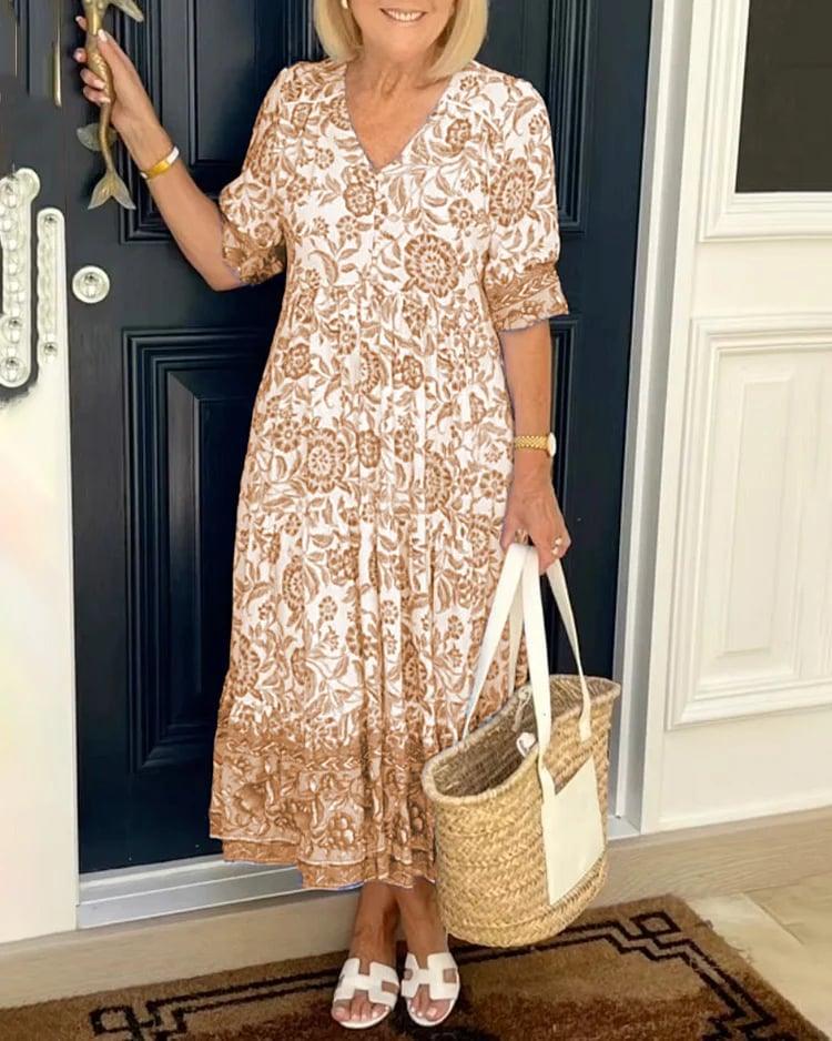 Malena - Floral print dress with V-neckline