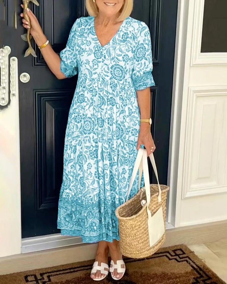 Malena - Floral print dress with V-neckline