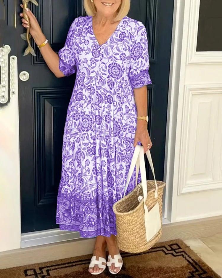 Malena - Floral print dress with V-neckline