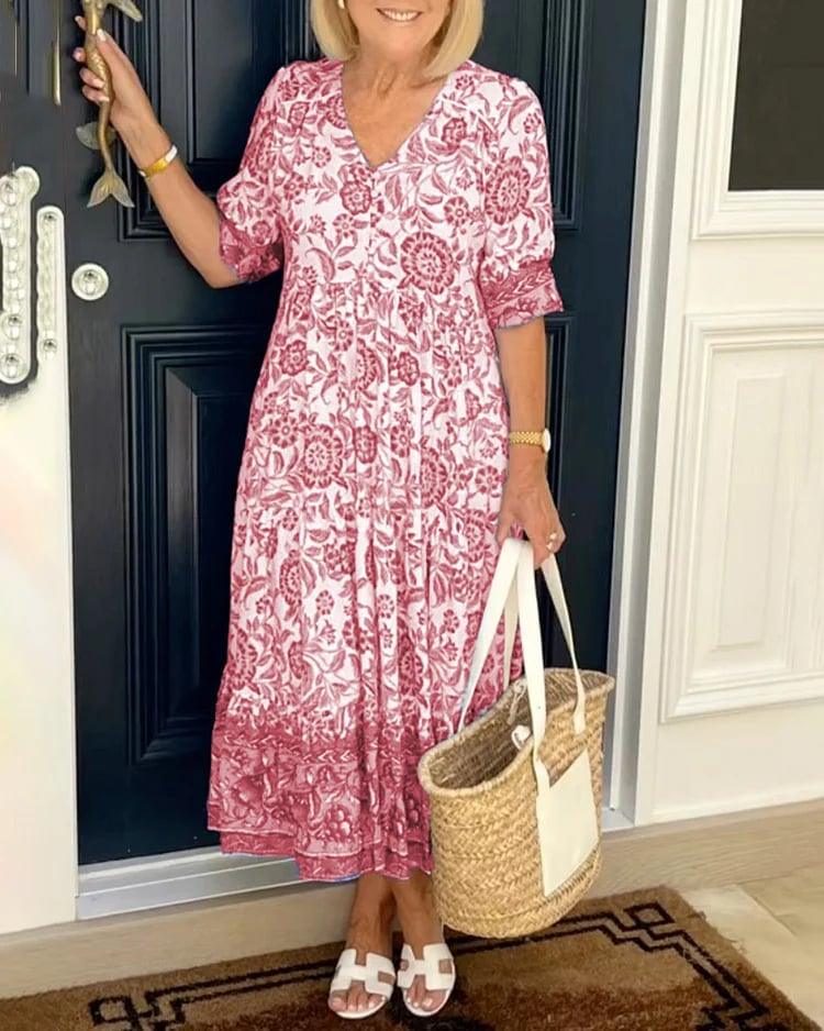 Malena - Floral print dress with V-neckline